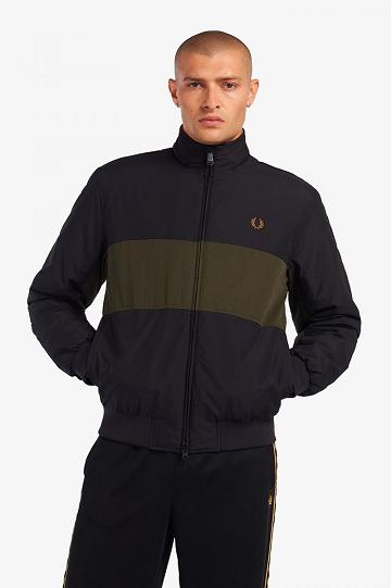 Geaca Barbati Fred Perry Colour Block Căptușită Brentham Negrii | RO 1183EBCX